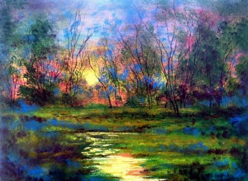 Paisajes Painting - Summer Sunset Stream de Vadal jardín decoración paisaje pared arte naturaleza paisaje
